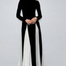 Liwy Black And White Clashing Long Sleeve Maxi Dress