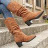Dames Laarzen - Imitatiesuède - Hoge Schacht - Blokhak - Pointed Toe