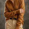 Dames Cardigan - Pluche - Relaxte Pasvorm - Opstaande Hals - Lange Mouwen