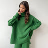 Dames Sweaterpak – Oversized Pasvorm – Chunky Knit – Coltrui en Wide-Leg Broek