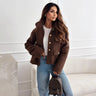 Dames Jas – Relaxed Fit – Plush Textuur – Metalen Knopen – Borstzakken