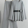 Dames Two-Piece Set – Zachte Knit – Flared Mouwen – Hoge Taille Wijde Pijpen