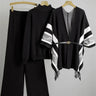 Dames 3-delige gebreide set – Turtleneck trui – Wijde broek – Vest met ceintuur