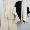 Dames 3-delig gebreid pak – Relaxed Fit – Coltrui – Wijde broek – Open cape