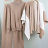 Dames 3-delig gebreid pak – Relaxed Fit – Coltrui – Wijde broek – Open cape