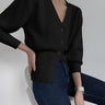 Dames Trui – V-hals – Ribgebreid – Los model – 3/4 mouw – Knoopsluiting
