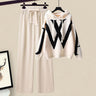 Dames Two-Piece Set – Gebreide Hoodie – Relaxte Pasvorm – Hoge Taille Wijde Broek