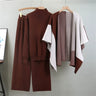 Dames 3-delig gebreid pak – Relaxed Fit – Coltrui – Wijde broek – Open cape