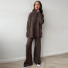 Dames Sweaterpak – Oversized Pasvorm – Chunky Knit – Coltrui en Wide-Leg Broek