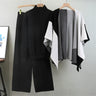 Dames 3-delig gebreid pak – Relaxed Fit – Coltrui – Wijde broek – Open cape