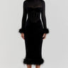 Kaci Black Velvet Midi Dress
