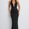 Patricia Black Deep V-Neck Backless Maxi Dress